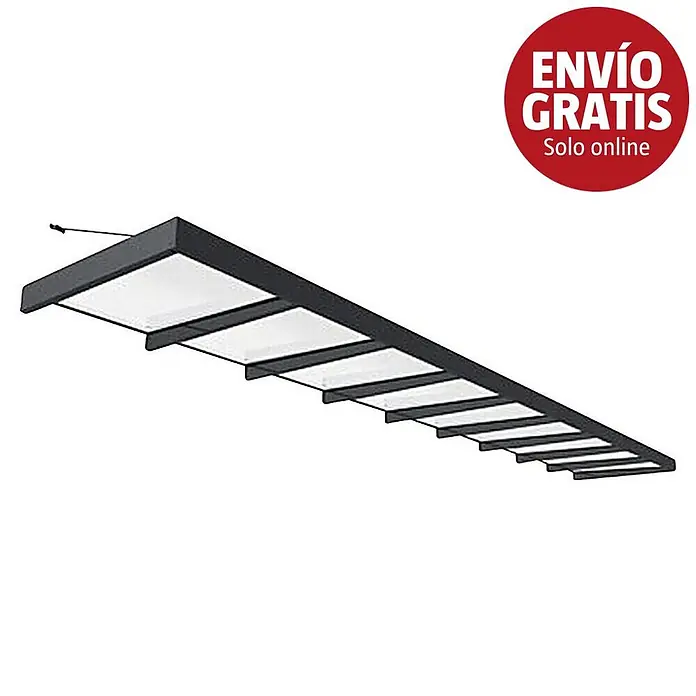 Palram – Canopia Marquesina para puerta Sophia XL - 845 x 140 x 17 cm, Gris antracita, Color del techo: Blanco opal - Toldo exterior negro largo con paneles blancos translúcidos. Ofrece protección sobre una entrada o ventana.