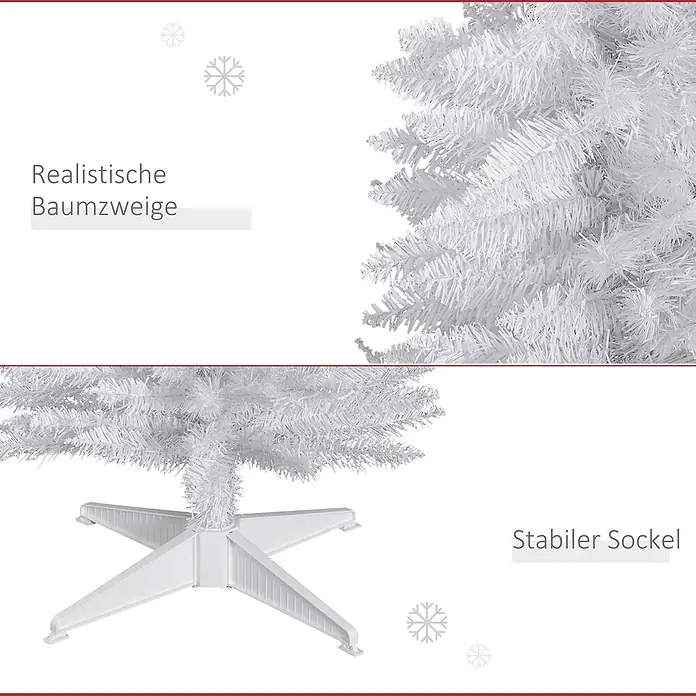 HOMCOM-Weihnachtsbaum-Ø55 x 180H cm-Weiß -  - Weißer künstlicher Weihnachtsbaum mit realistischen Zweigen und stabilem Standfuß.