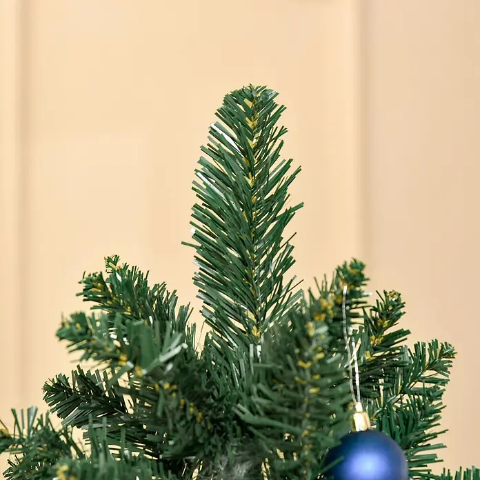 HOMCOM-Weihnachtsbaum-Ø90 x 180H cm-Grün -  - Künstlicher Weihnachtsbaumzweig mit grünen Nadeln und blauer Kugel.