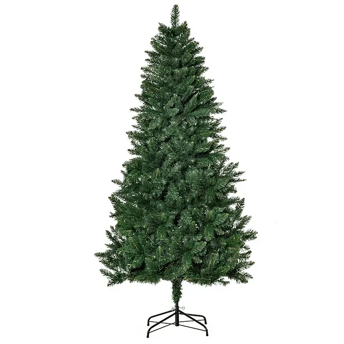 HOMCOM-Weihnachtsbaum-Ø90 x 180H cm-Grün -  - Grüner künstlicher Weihnachtsbaum mit schwarzem Metallständer.