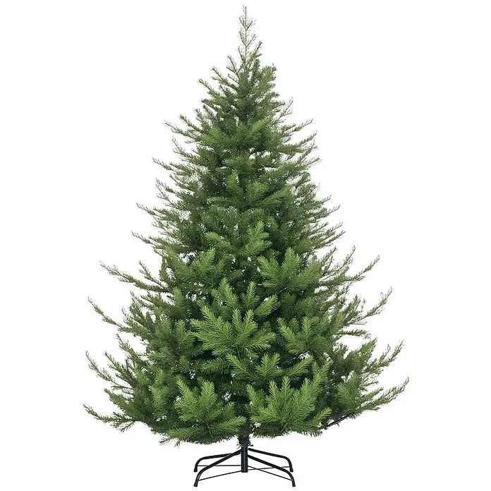 HOMCOM-Weihnachtsbaum-136L x 136B x 180H cm-Grün -  - Realistischer grüner künstlicher Weihnachtsbaum mit stabilem schwarzem Metallständer, bereit zur Dekoration.