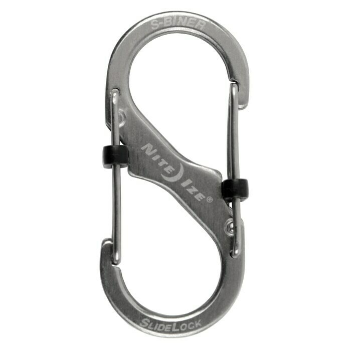 Nite Ize Mosquetón doble Slide Lock (50 x 22 mm, Acero inoxidable, Plateado, Resistencia a la tracción: 4,5 kg)
