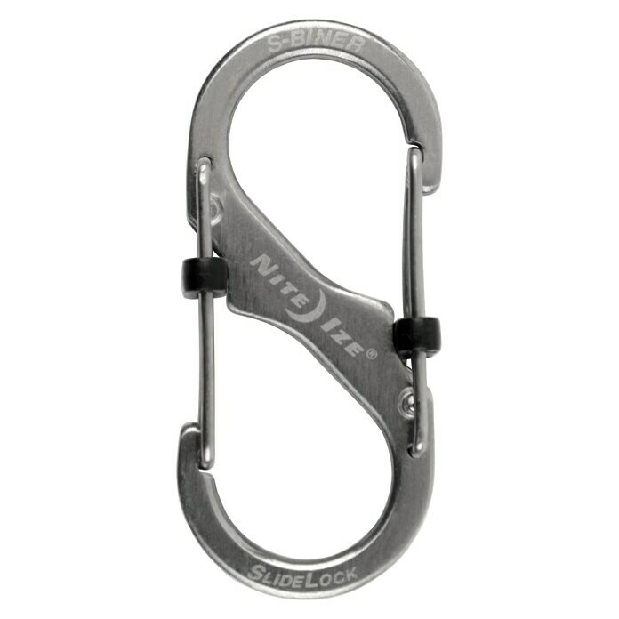 Nite Ize Doppelkarabiner Slide Lock50 x 22 mm, Edelstahl, Silber, Zugfestigkeit: 4,5 kg Front View