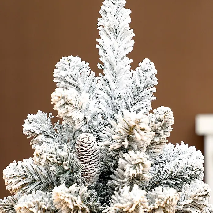HOMCOM-Weihnachtsbaum-37L x 37B x 60H cm-Grün+Weiß -  - Beflockter künstlicher Weihnachtsbaumzweig mit Schnee und einem Tannenzapfen.