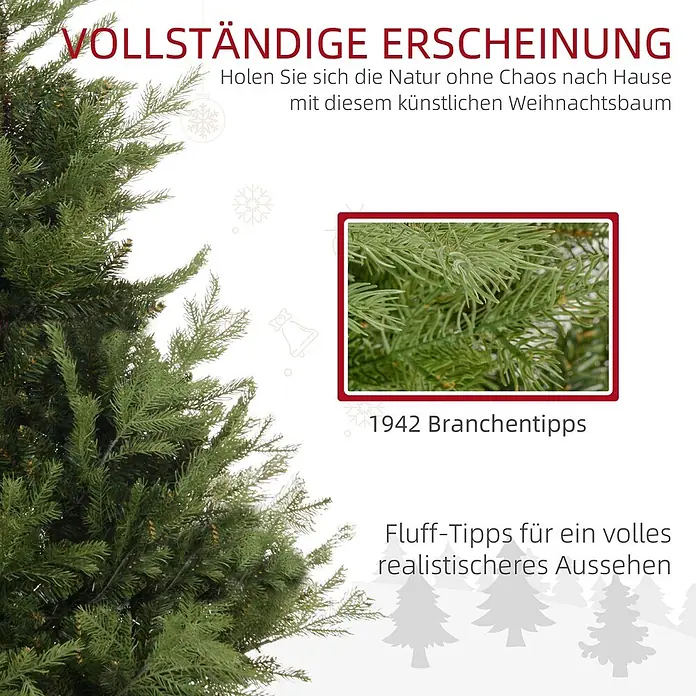 HOMCOM-Weihnachtsbaum-Ø100 x 150H cm-Grün -  - Realistischer grüner Kunstweihnachtsbaum mit vielen Zweigspitzen für ein volles, naturgetreues Aussehen.