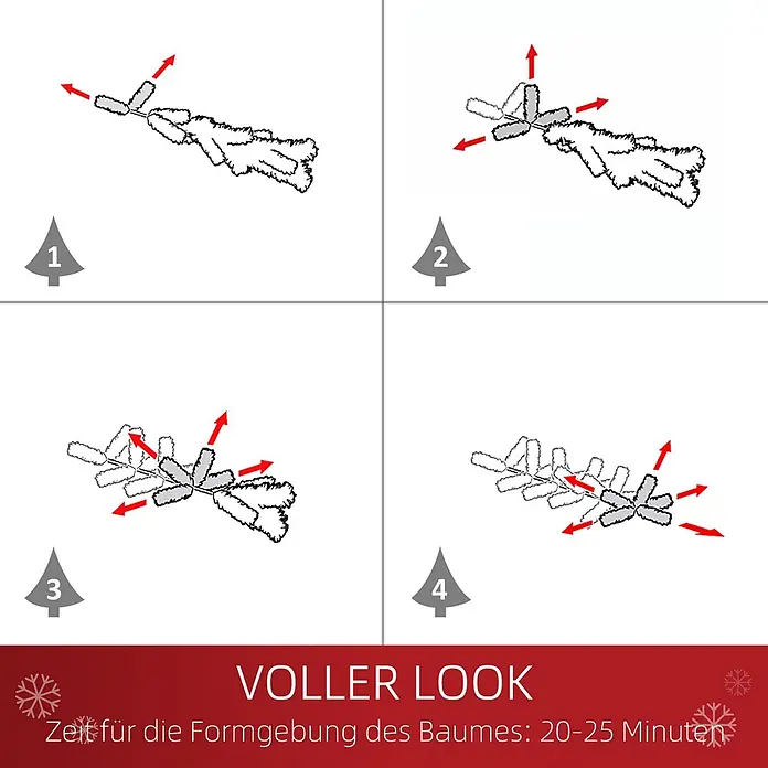 HOMCOM-Weihnachtsbaum-Ø90 x 180H cm-Grün -  - Anleitung zum Formen eines künstlichen Weihnachtsbaumastes, um die einzelnen Nadeln für einen vollen Look auszubreiten.