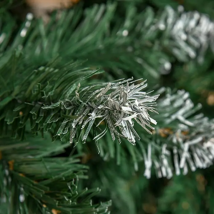 HOMCOM-Weihnachtsbaum-Ø90 x 180H cm-Grün -  - Grüner künstlicher Weihnachtsbaumzweig mit weißen, bereiften Spitzen.