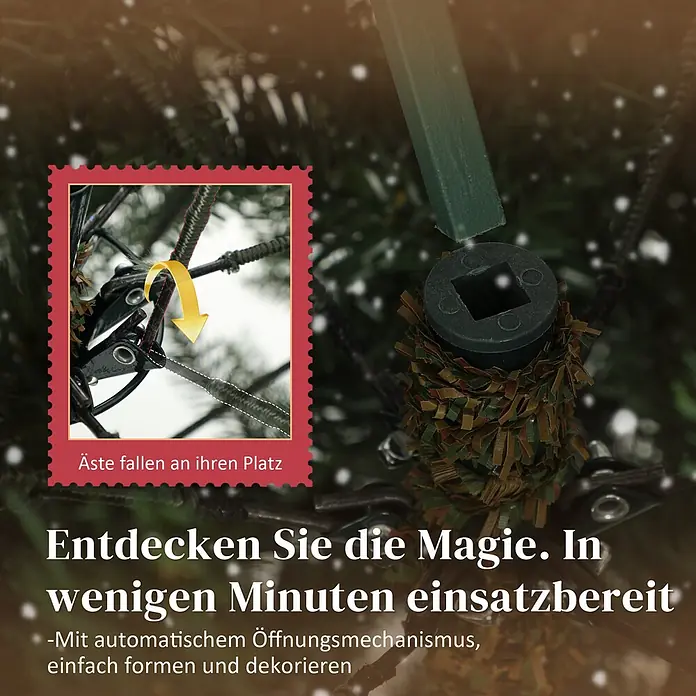 HOMCOM-Weihnachtsbaum-130L x 130B x 180H cm-Grün -  - Künstlicher Weihnachtsbaum mit automatischem Klappmechanismus, der zeigt, wie Äste von selbst in Position fallen.