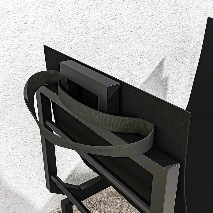 Outsunny- Kaminholzregal-53 x 33 x 43 cm -  - Dunkler, eckiger Ständer mit Gurt, der eine schwarze Platte hält. Aus schwarzem Metall.