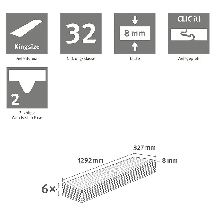 Egger Laminat NatureSense (Ortega Eiche natur, Landhausdiele, 1 292 x 327 x 8 mm) | BAUHAUS