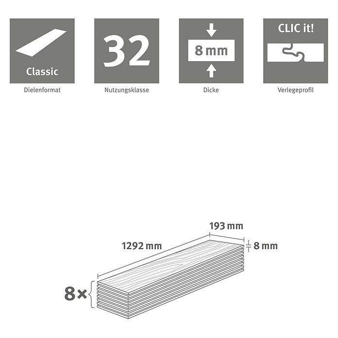 Egger Laminat NatureSense (Girona Kastanie weiss, Landhausdiele, 1 292 x 193 x 8 mm) | BAUHAUS