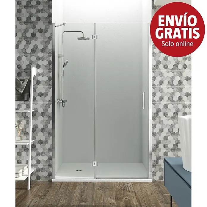 GME Mampara de ducha frontal Glass Combi D - 100 x 195 cm, Espesor de vidrio: 6 mm, Plata brillo, An x Al: 100 (20/80) x 195 cm - Imagen de campaña