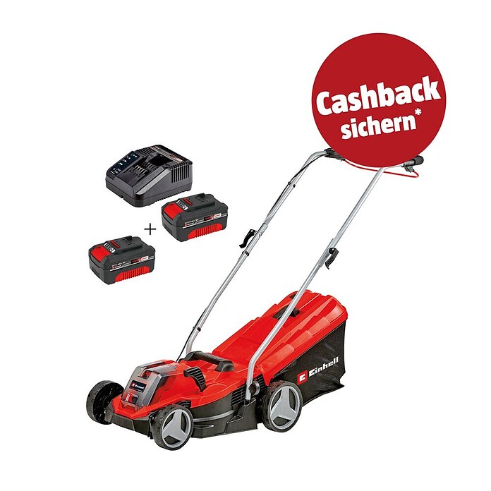 Einhell PXC 18V Akku-Rasenmäher GE-CM 18/33 Set (18 V, 2 Akkus, 4 Ah, Schnittbreite: 33 cm) | BAUHAUS