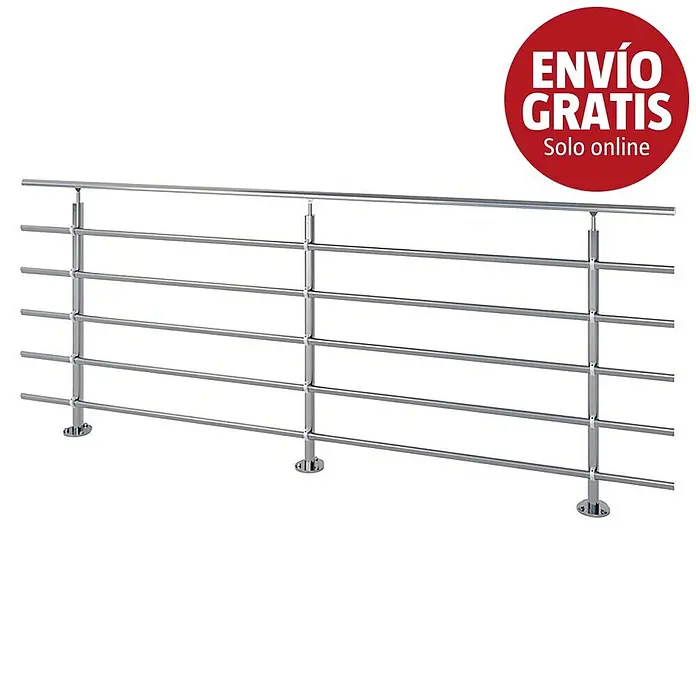 Sogem Balaustrada Pure Titanium - 250 x 102 cm, Aluminio, Gris - Barandilla modular de acero inoxidable con varias barras horizontales.