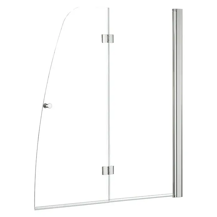 Mampara para bañera Klar - An x Al: 125 x 140 cm, 2 ud., Claro - Esta imagen muestra una mampara de ducha con un diseño elegante y redondeado y vidrio transparente, mejorando la estética de un baño moderno.