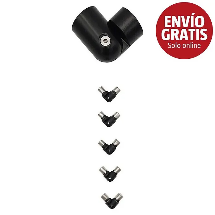 Sogem Conexión de barandilla Clean black - Específico para: Barandilla balaustrada - Conector de codo ajustable negro y cinco adaptadores coaxiales en forma de V.