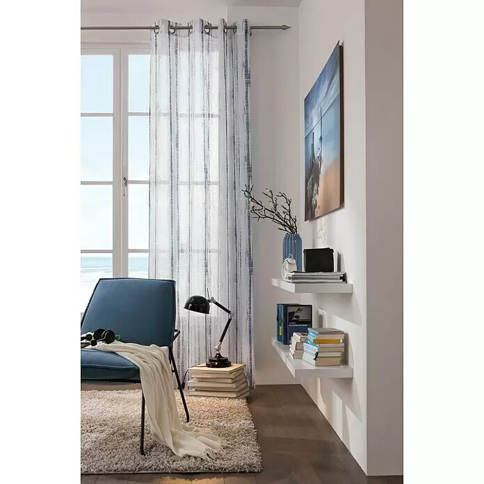 Expo Ambiente Ösenschal Henry - 135 x 245 cm, 100 % Polyester, Blau