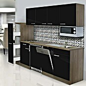 Respekta Composición de cocina (Ancho: 225 cm, Con placa vitrocerámica, Negro)