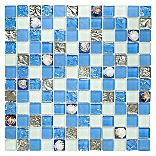 Mosaikfliese Quadrat Crystal XCM 8OP8 (30 x 30 cm, Blau, Glänzend)