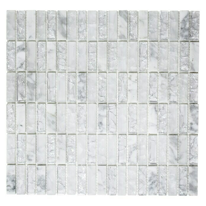 Mosaikfliese Crystal Mix XIC S1211 (32 x 31 cm, Weiß/Grau, Glänzend)