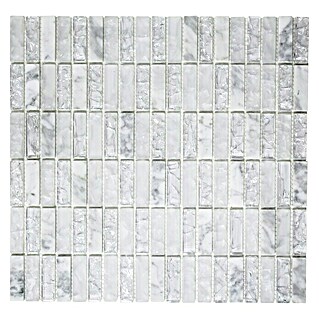Mosaikfliese Crystal Mix XIC S1211 (32,2 x 31 cm, Weiß/Grau, Glänzend)