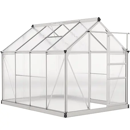 Outsunny Gewächshaus Silber 190L x 252B x 201H cm