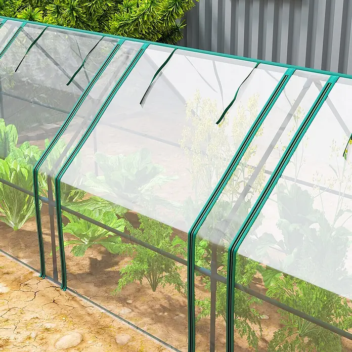 Outsunny Gewächshaus Transparent 360L x 90B x 90H cm -  - Gewächshaustunnel mit transparenter Abdeckung und grünen Reißverschlüssen, zum Anbau von Gemüse.