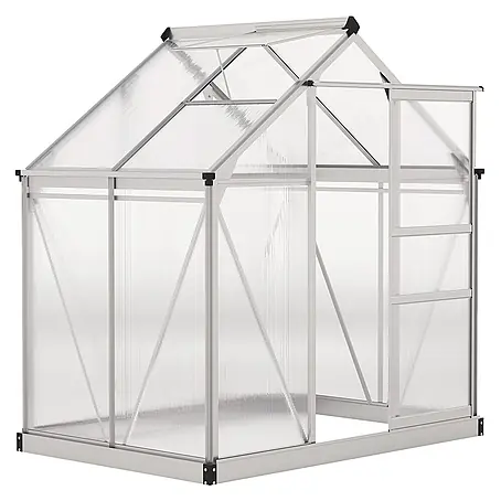 Outsunny Gewächshaus Silber 190L x 132B x 201H cm