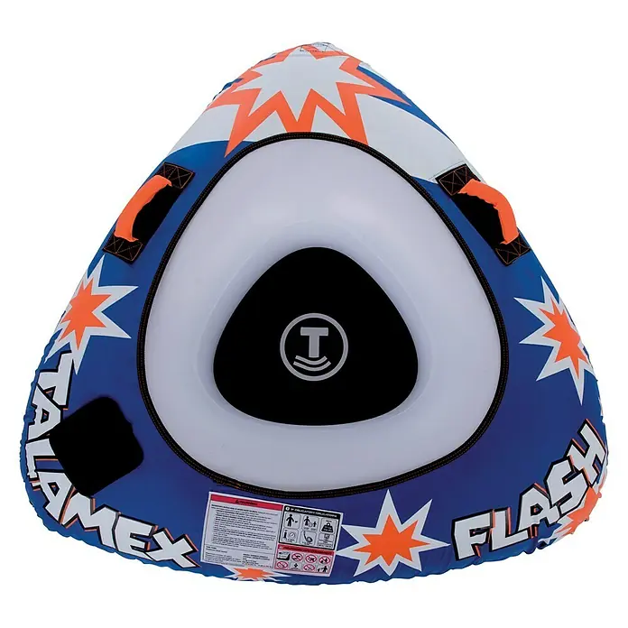 Talamex Funtube Flash - L x B: 136 x 141 cm, Geeignet für: 1 Person, Schnellbefestigung - Aufblasbarer, dreieckiger Wasserschlauch "Flash" mit Griffen und Sternmuster für sommerlichen Wasserspaß.