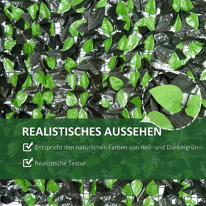 Furnicato Künstlicher Blätterzaun, 300 x 100 cm, Hellgrün+Dunkelgrün -  - Realistischer künstlicher Sichtschutz mit hell- und dunkelgrünen Blättern auf Gitter.