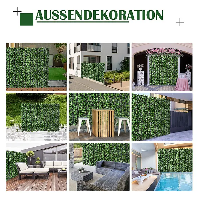 Furnicato Künstlicher Blätterzaun, 300 x 100 cm, Hellgrün+Dunkelgrün -  - Künstliche grüne Blatt-Sichtschutzwände für Außendekoration und Wandverkleidung in verschiedenen Umgebungen.