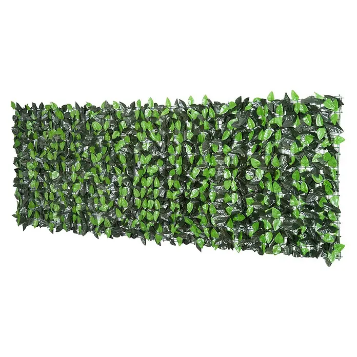 Furnicato Künstlicher Blätterzaun, 300 x 100 cm, Hellgrün+Dunkelgrün -  - Künstliche Heckenplatte mit hell- und dunkelgrünen Plastikblättern auf einem Gitter für Sichtschutz.
