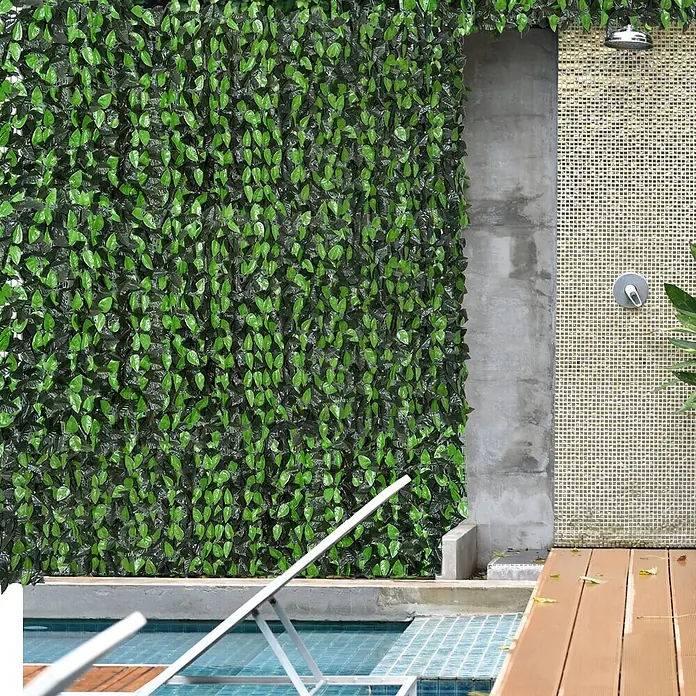 Furnicato Künstlicher Blätterzaun, 300 x 100 cm, Hellgrün+Dunkelgrün -  - Grüner Kunstefeu-Sichtschutz, bildet eine üppige Wand mit dunkelgrünem Untergrund. Ideal für Außendekoration und Privatsphäre.