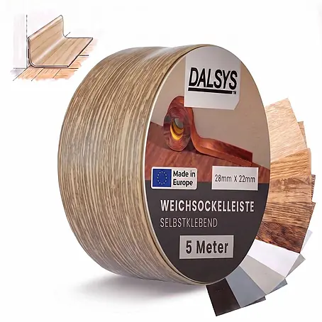 Dalsys Weichsockelleiste Selbstklebend 5m Dunkle Eiche Fußbodenleiste