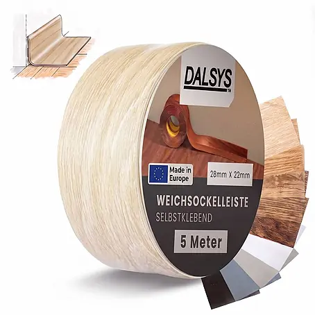 Dalsys Weichsockelleiste Selbstklebend 5m Eiche hell Fußbodenleiste