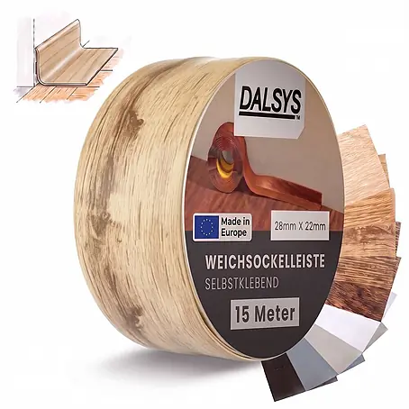 Dalsys Weichsockelleiste Selbstklebend 15m gebleichte Eiche Fußbodenleiste