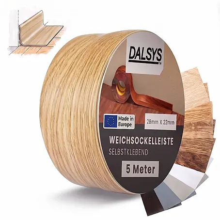 Dalsys Weichsockelleiste Selbstklebend 5m Eiche Fußbodenleiste