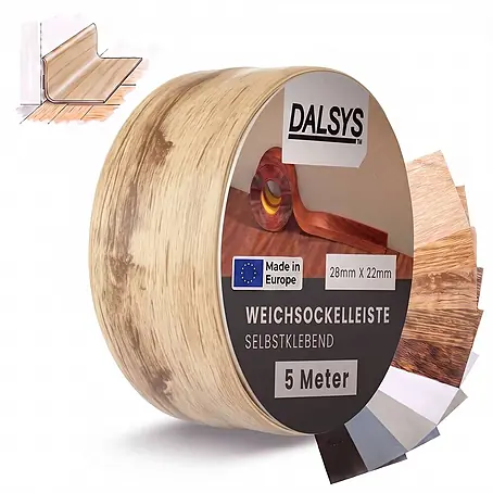Dalsys Weichsockelleiste Selbstklebend 5m gebleichte Eiche Fußbodenleiste