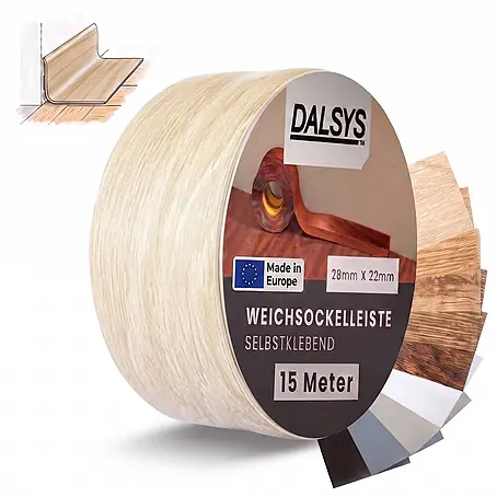 Dalsys Weichsockelleiste Selbstklebend 15m Eiche hell Fußbodenleiste