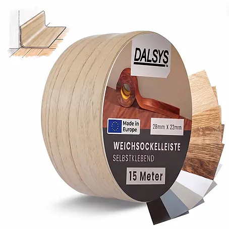 Dalsys Weichsockelleiste Selbstklebend 15m Buche Fußbodenleiste