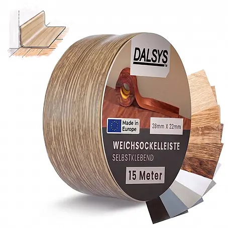 Dalsys Weichsockelleiste Selbstklebend 15m Dunkle Eiche Fußbodenleiste