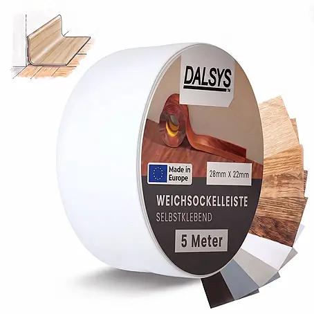 Dalsys Weichsockelleiste Selbstklebend 5m Weiß Fußbodenleiste