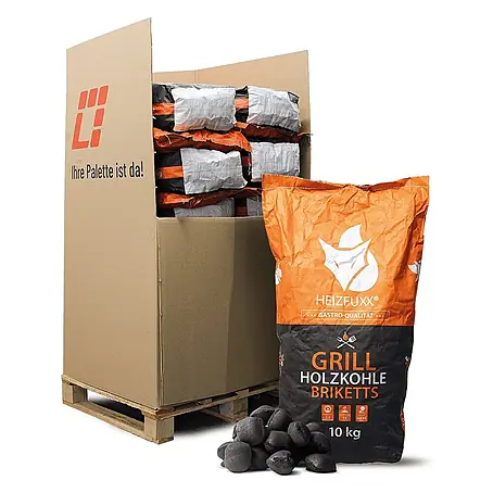 Grillholzkohlebriketts 10kg x 20 Sack 200kg Palette
