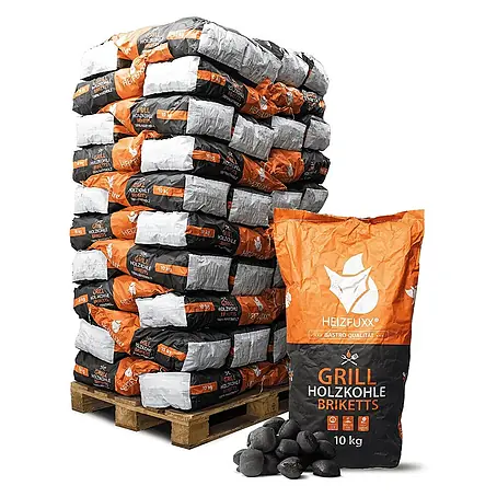 Grillholzkohlebriketts 10kg x 60 Sack 600kg Palette