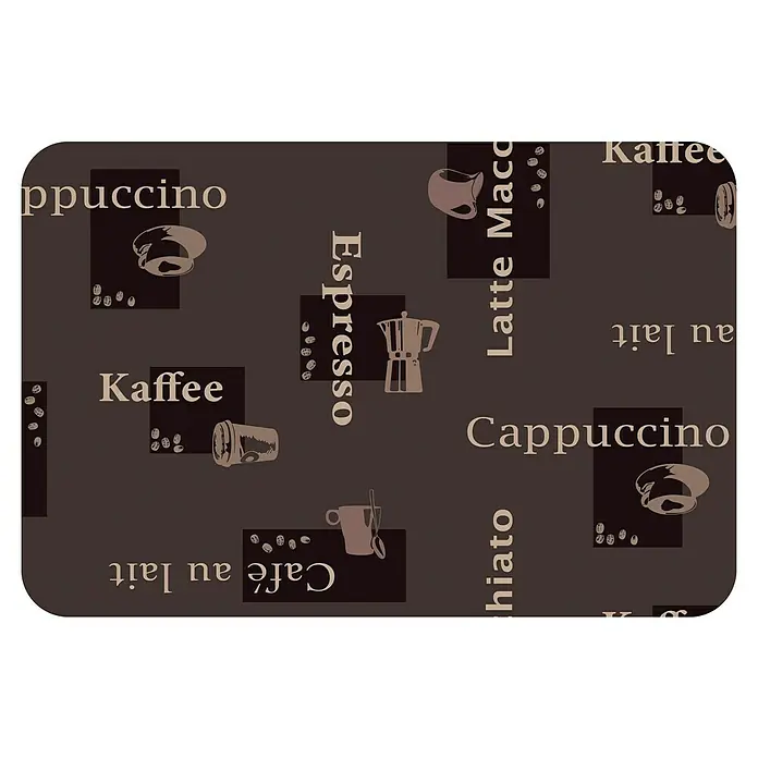 D-c-fix Rio Tisch-Set - Cappuccino, Schwarz, 44 x 29 cm - Ein braunes Kaffee-Platzset mit verschiedenen Kaffeesorten und -motiven für den täglichen Gebrauch.