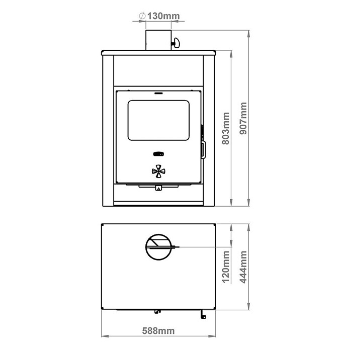 Prity Kamin na drva K13 D  (Snaga grijanja: 11,6 kW, Crna) | BAUHAUS