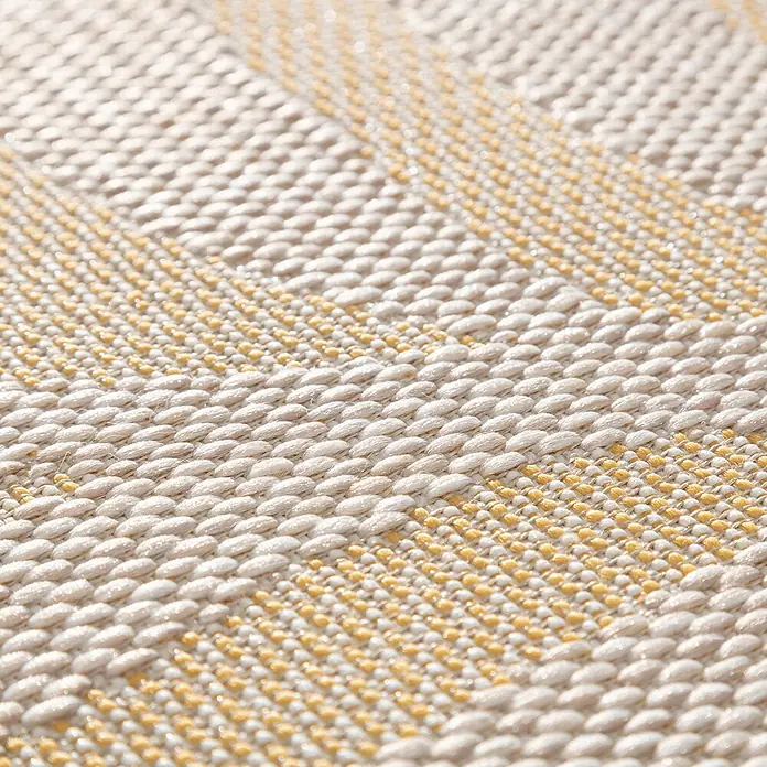 Dekoria Teppich Avenna golden beige 160x230 cm -  - Gewebter Stoff mit aufwendigem beigem und gelbem Streifenmuster.