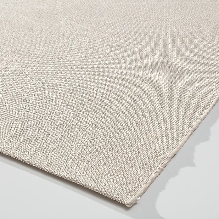 Dekoria Teppich Tivora oatmeal 160x230 cm -  - Helle beige gewebter Teppich mit dezentem Ton-in-Ton-Muster und sauber umrandeten Kanten.