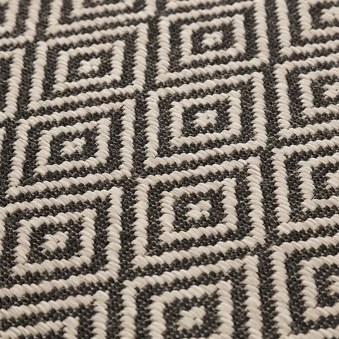 Dekoria Teppich Modern Geometric 160x230cm -  - Texturierter Teppich mit gewebtem dunkelgrauem und beigem Rautenmuster.