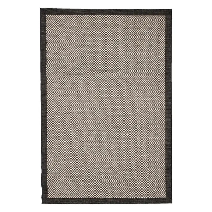 Dekoria Teppich Modern Geometric 160x230cm -  - Rechteckiger Teppich mit dunklem Rand und geometrischem Rautenmuster in Beige und Anthrazit.